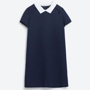Zara Trafaluc Navy Cutout Collar Mini Dress